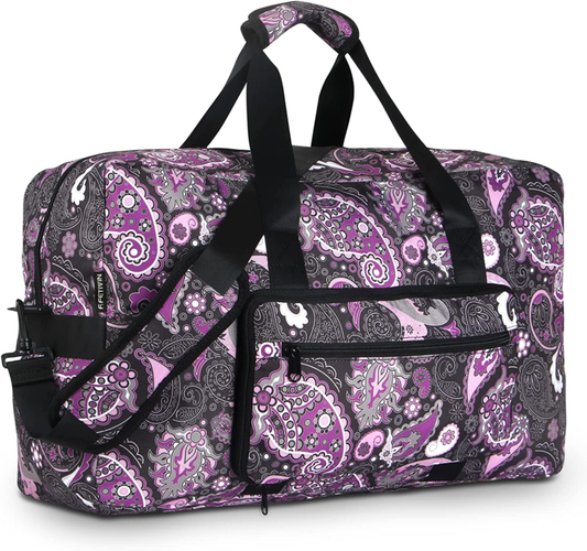 Purple Paisley Weekender Bag – Medium Carry-On Travel Duffle for Women