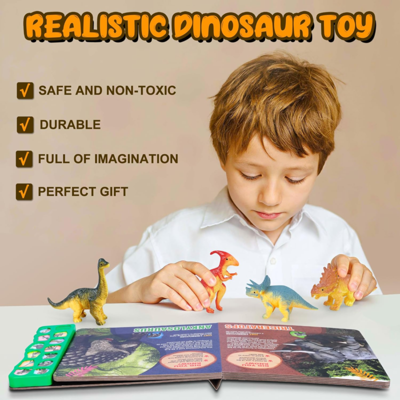 Dinosaur Sound Book & 12-Piece Dino Toy Set – Interactive Educational Gift