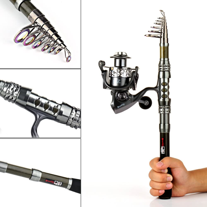 Fishing Rod Combo with Telescopic Fishing Pole Spinning Reel Fishing Carry Bag 