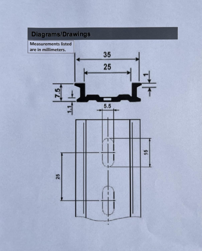 ICI T&G 10" DIN Rail Slotted Aluminum with 4 Stainless Steel Screws