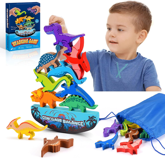 Dinosaur Toys for Kids 3-5: Wooden Stacking Montessori Ages 3-7  