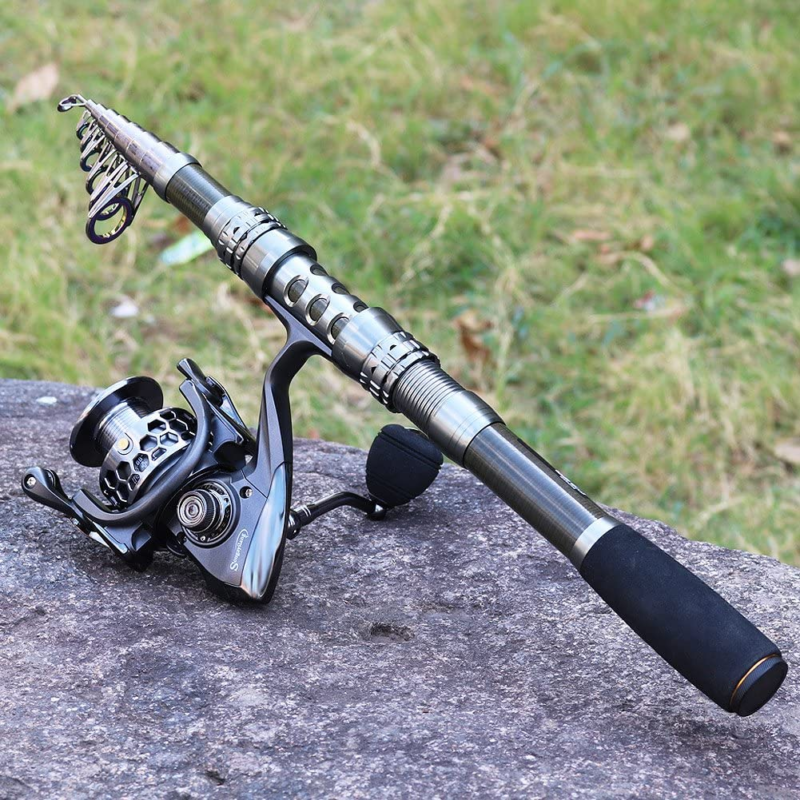 Fishing Rod Combo with Telescopic Fishing Pole Spinning Reel Fishing Carry Bag 