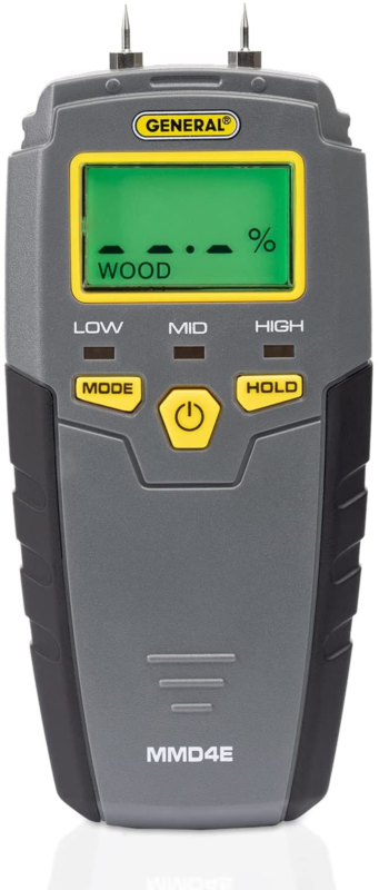 MMD4E Digital Moisture Meter – Pin-Type Leak Detector with LCD & Alerts, Gray