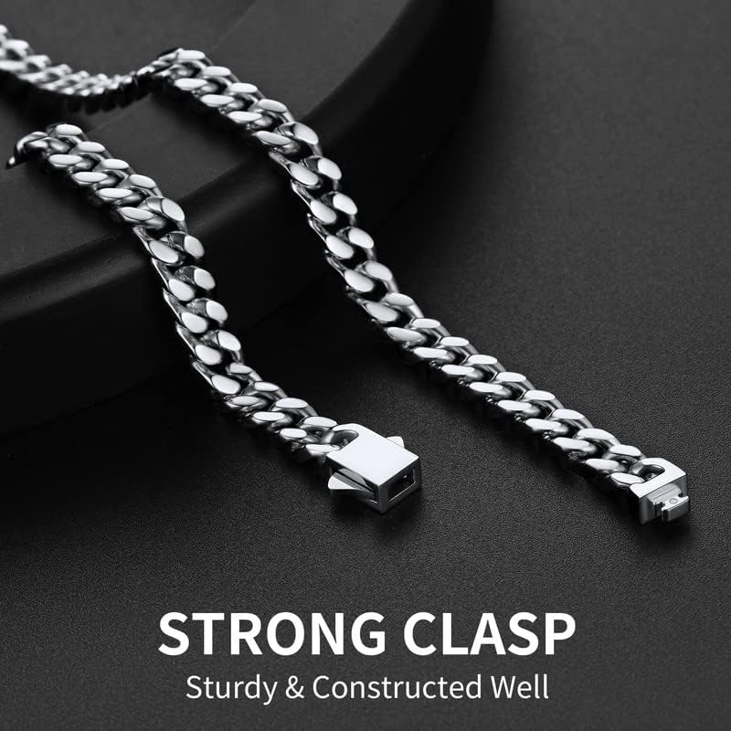 Stainless Steel Men's Cuban Link Chain Necklace, Durable & Tarnish-Resistant