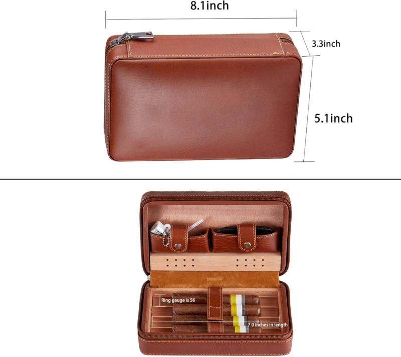 Cedar Wood Cigar Case Set with Cutter, Humidifier, Ashtray & Towel