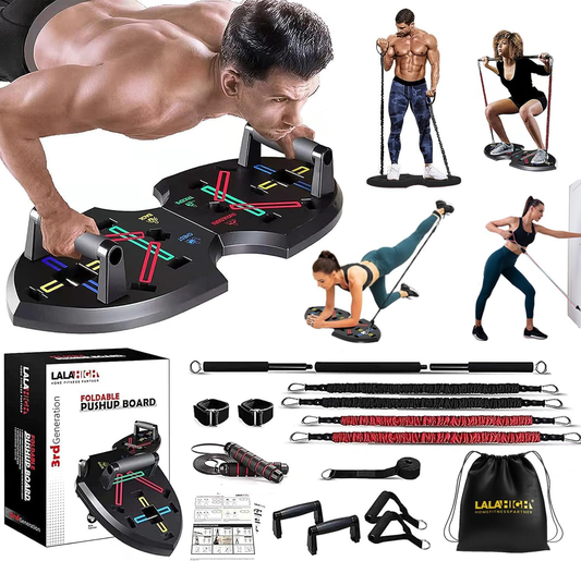 Upgraded Push up Board: Multi-Functional 20 in 1 Push up Bar with Resistance Ban