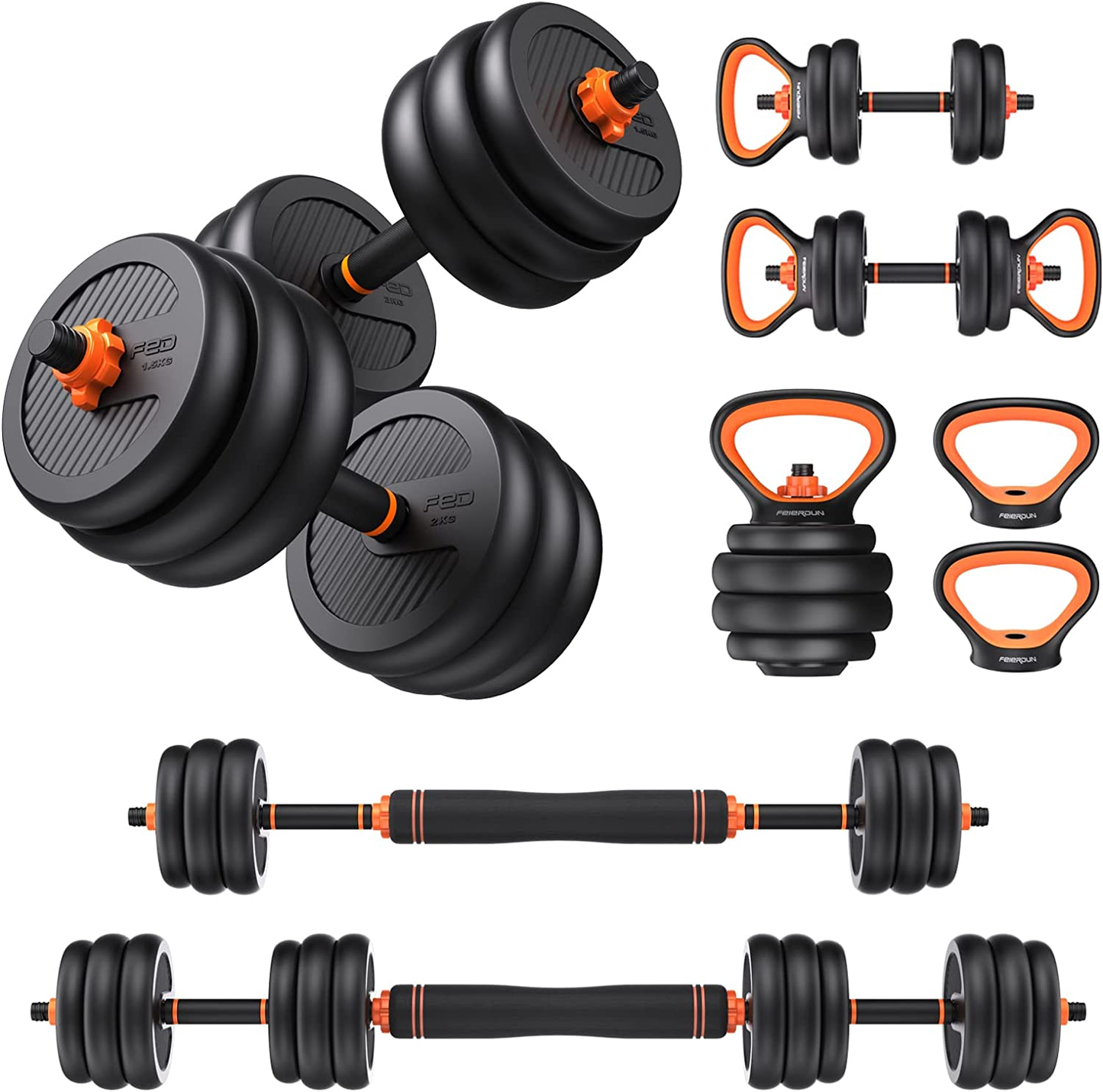 Adjustable Dumbbells, 20/30/40/50/70/90Lbs Free Weight Set with Connector, 4 In1