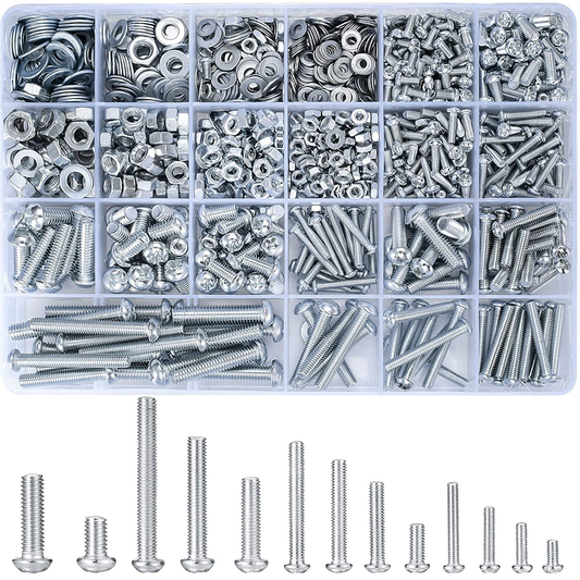 1080 Pcs Screws Bolts and Nuts Assortment Kit, Metric Machine Screws and Nuts an