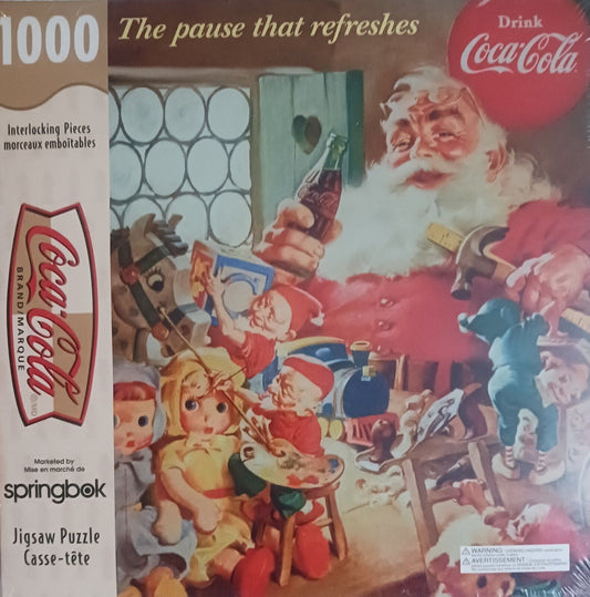 Coca-Cola “The Pause That Refreshes” 1999  Puzzle Springbok Santa New Sealed Box