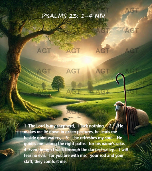 Psalms 23: 1-4 NIV Poster