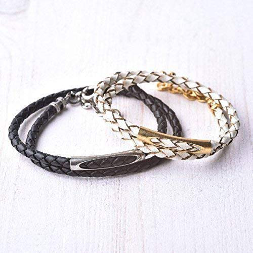 Couple Bracelets - His And Hers Bracelet - Black And White Leather Bracelet For 