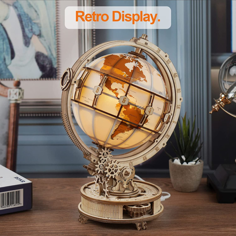 3D Wooden Puzzle Globe Model Kit for Adults to Build  