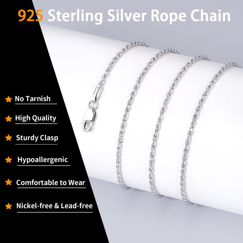 Diamond Cut 925 Sterling Silver Italian Necklace Chain 20 Inches 