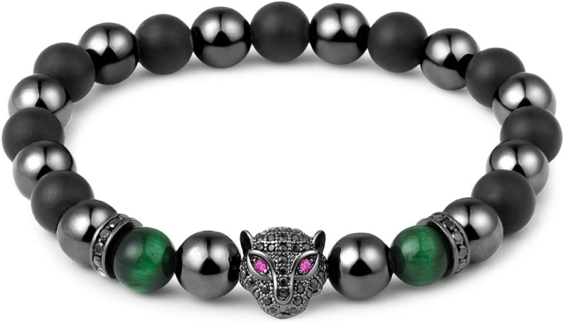 Black Panther Natural Stone Anxiety Bracelet Healing Crystals, Magnetic