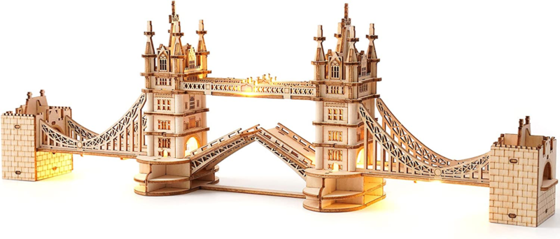 3D Puzzle for Adults, Wooden Tower Bridge Craft Kit with LED