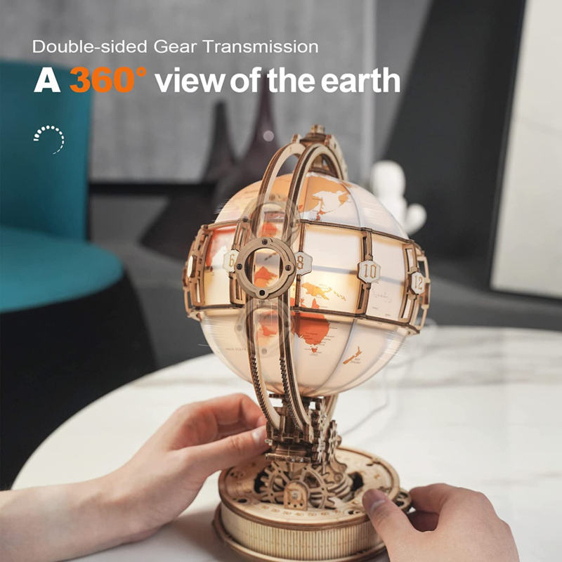 3D Wooden Puzzle Globe Model Kit for Adults to Build  