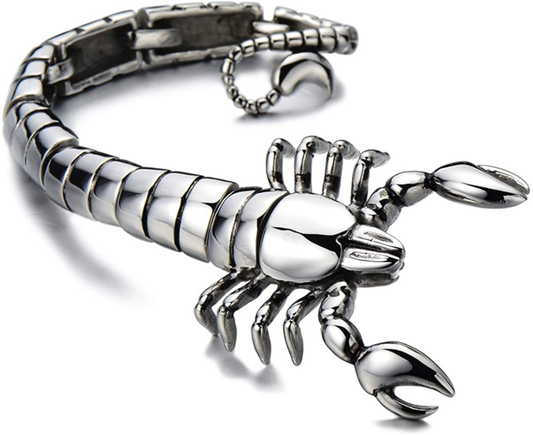 Mens Stainless Steel Large Scorpion Bangle Bracelet Silver Color Polished