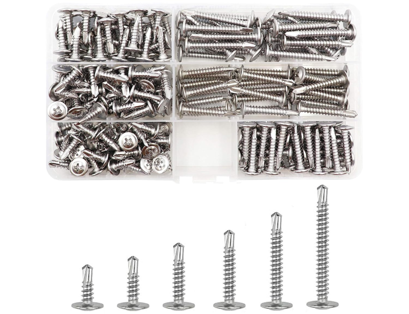 200Pcs #10 X 1/2" ~ #10 X 1-1/2" Wafer Head Self Drilling Screws Sheet Metal Tek