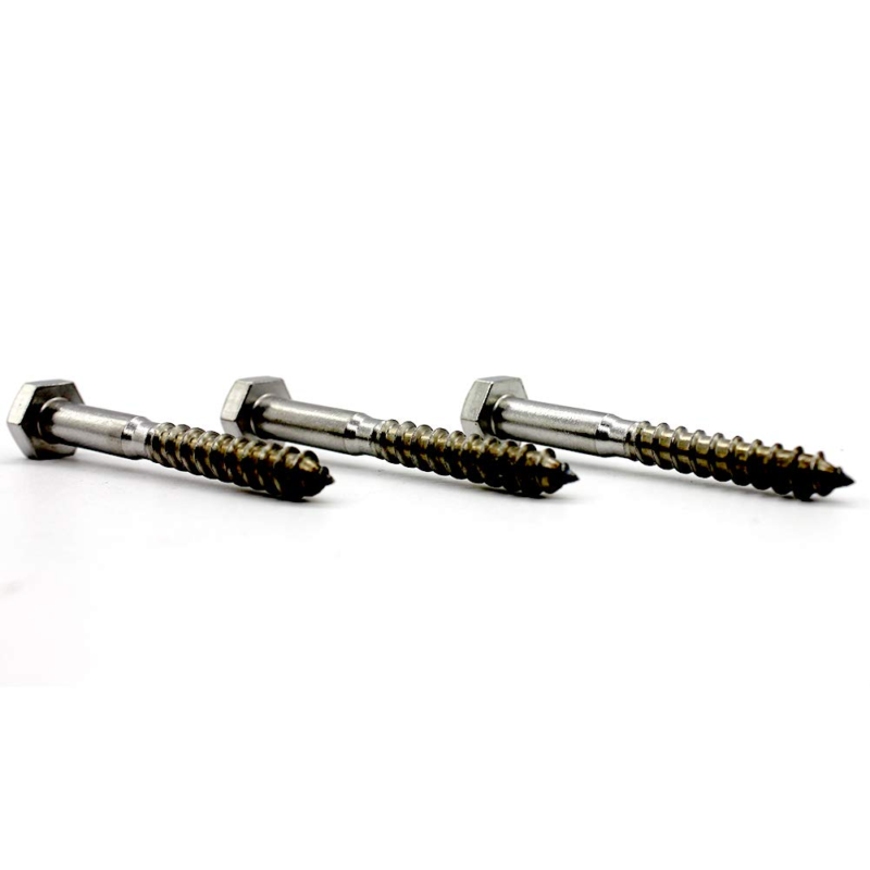 3/8" X 3" Stainless Hex Lag Bolt Screws for Wood, (10 Pack) 