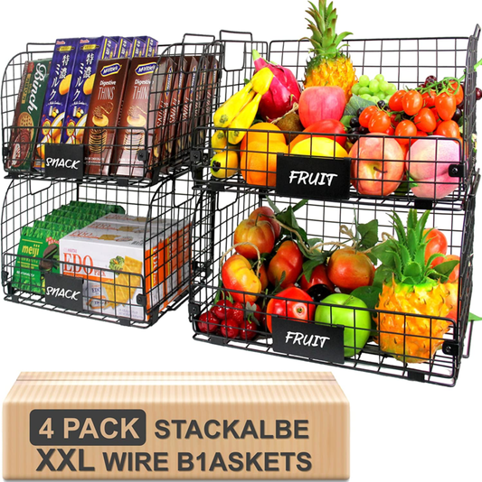 4 PACK XXL Kitchen Organization and Storage Pantry Baskets