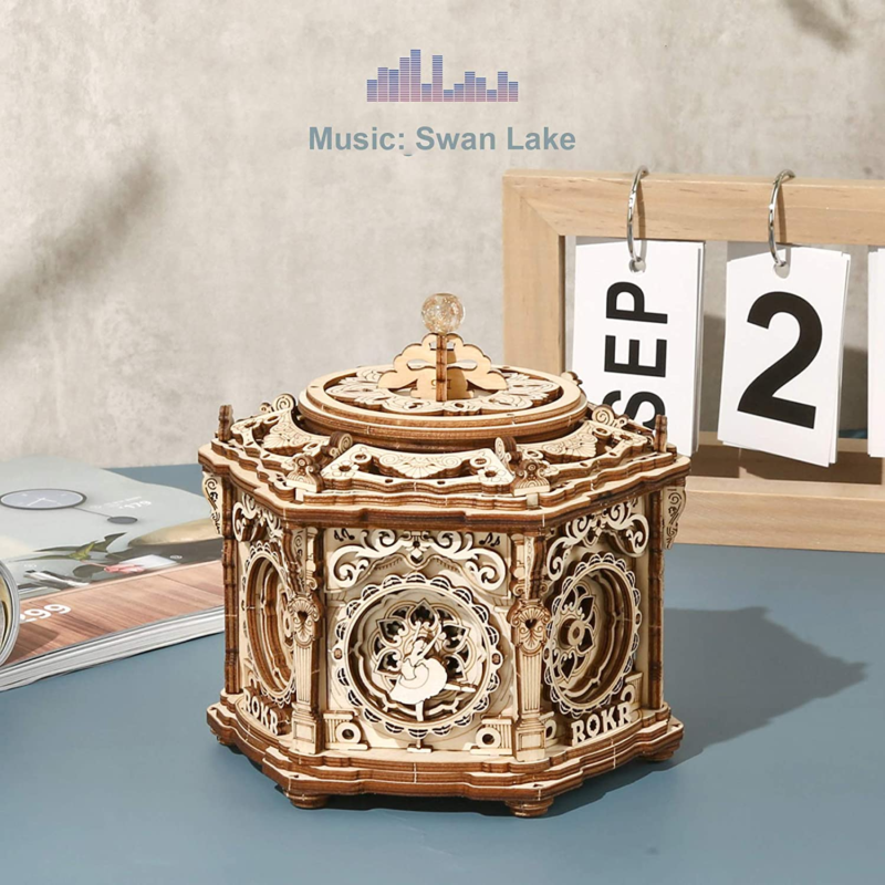 Wooden Model Music Box - 3D Puzzle Model Building Kit for Adults- Brain Teaser 