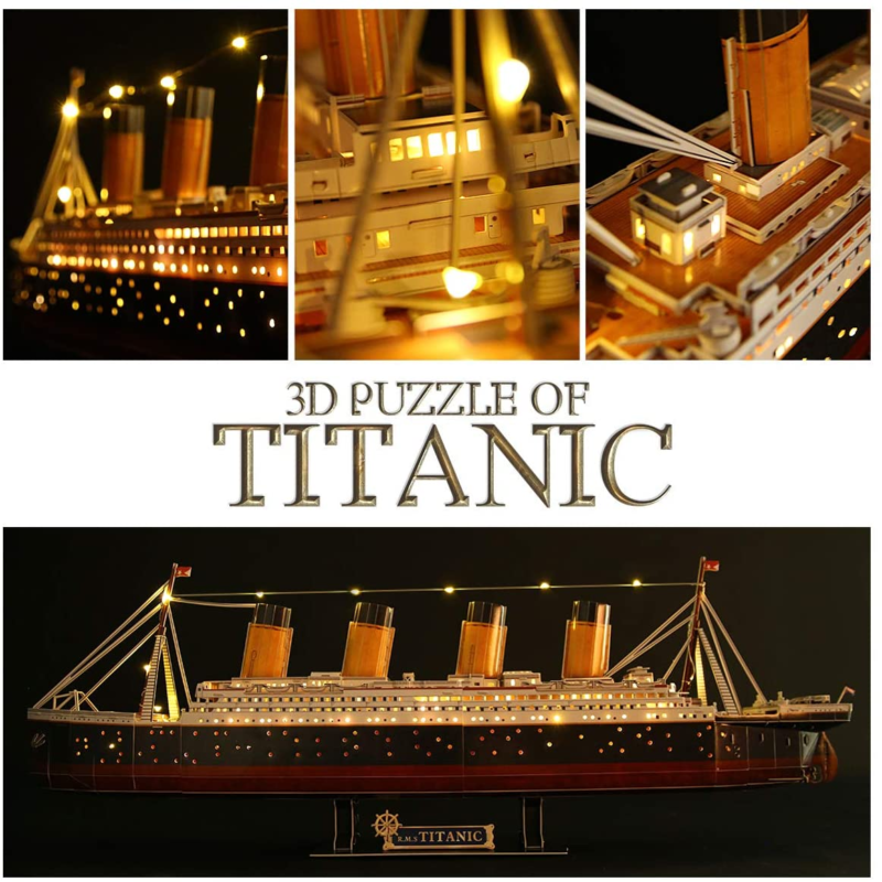 LED Titanic, 3D Puzzle 35'' Large Ship Model Craft Kit  