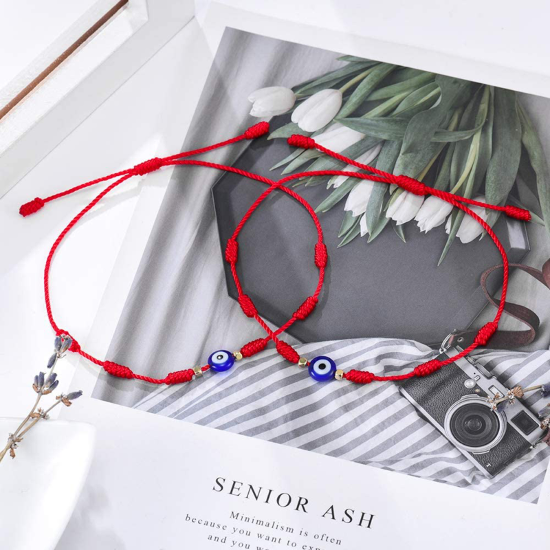 Evil Eye 7 Knot Lucky Bracelets Adjustable Red String Amulet