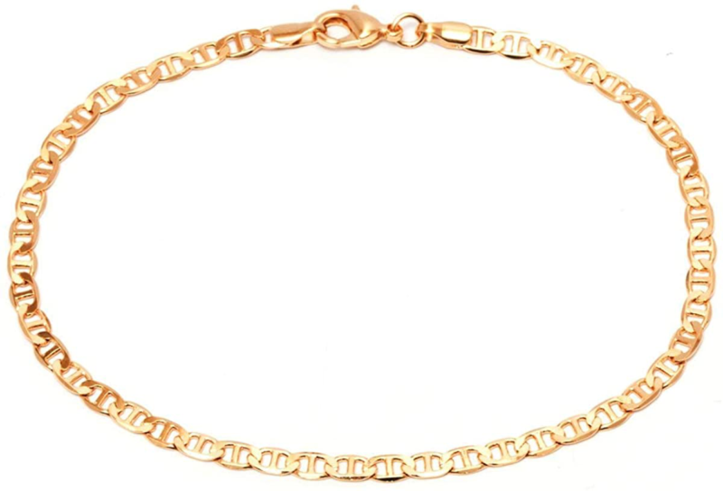 Gold Anklet for Women Flat Mariner Anklet | Barzel 18K Gold Plated Flat Marina L