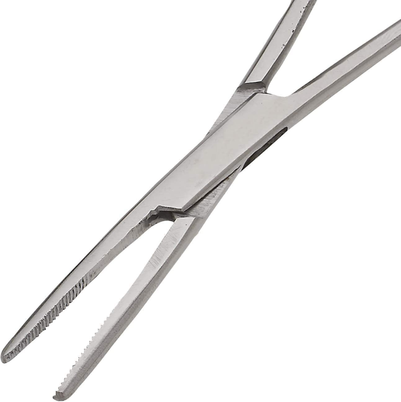 Pair of Fishing Forceps, Straight and Curved, Stainless Steel 