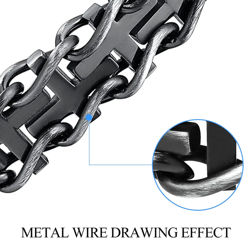 Men's Stainless Steel Bracelet Link Chain Motorcycle Wristband  