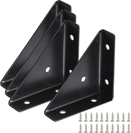 4 Pack Bed Corner Support, Shelf Brackets Hidden, Black）