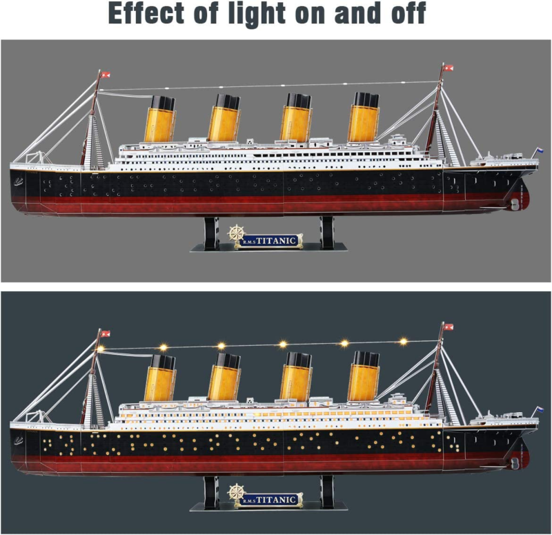 LED Titanic, 3D Puzzle 35'' Large Ship Model Craft Kit  