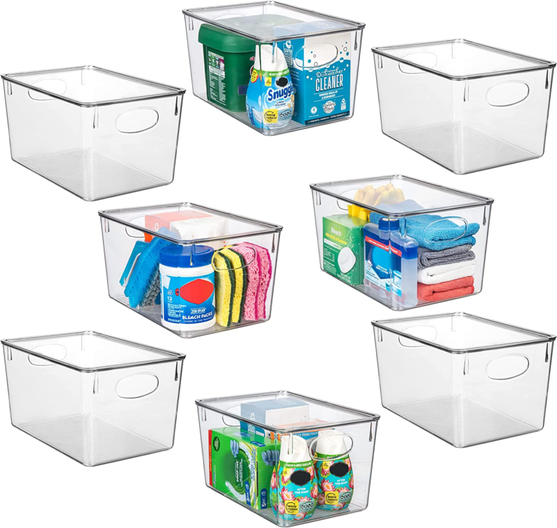 Plastic Storage Bins with Lids – Perfect Kitchen Fridge Organizer, Pantry 8 Pack