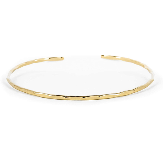 Thin Hammered Cuff in 14K Gold Fill; Delicate Handmade Stacking Bracelet for Wom