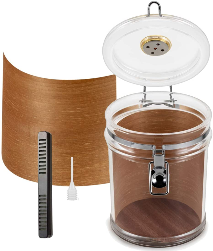 Acrylic Humidor Jar with Humidifier and Hygrometer,Humidor That Can Hold about 1