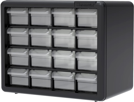 16 Drawer Plastic Parts Storage Hardware and Craft Cabinet, 10-1/2-Inch W X 6-1/