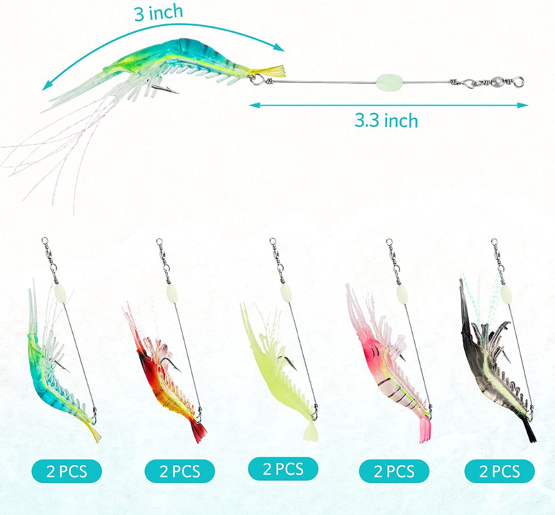 10PCS Saltwater Fishing Lures Shrimp Baits Set