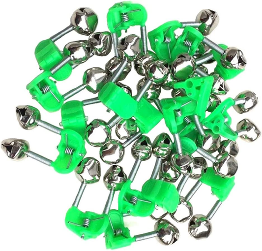 50 Pcs Plastic Fishing Bells Clips Fishing Rod Alarm with Dual Alert Bells