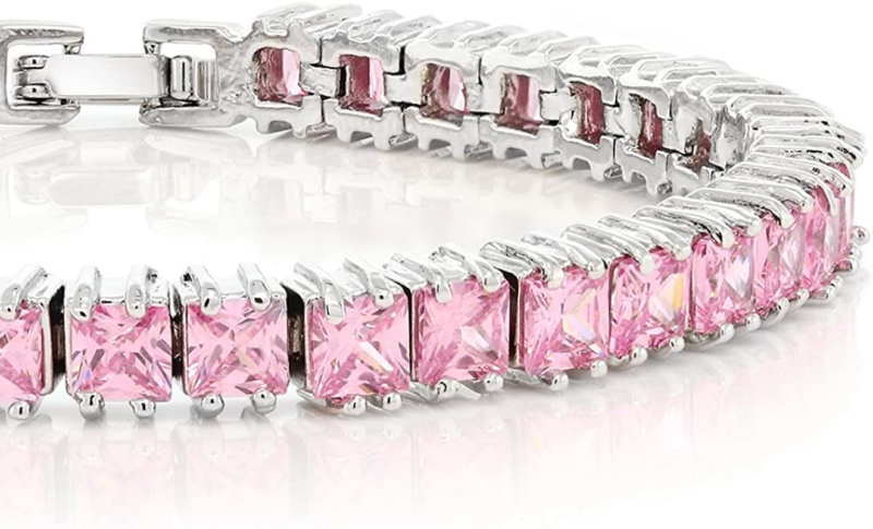 15.00 Ct Sparkling Princess Cut Cubic Zirconia CZ Tennis Bracelet 7 Inch