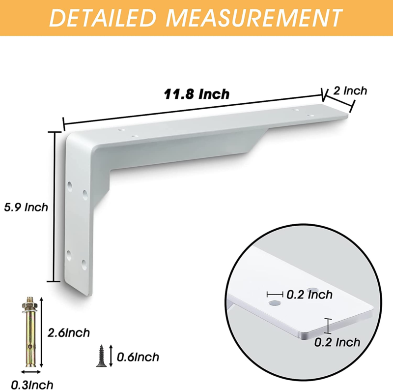 Countertop Support Brackets Heavy Duty, 12" X 6" Max Load 330 Lb 5 Mm Thick