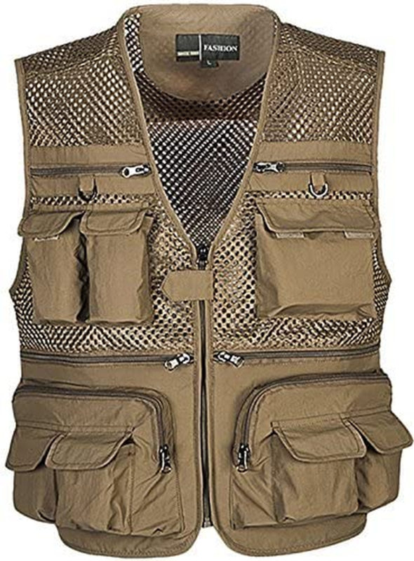 Mens Summer Outdoor Work Safari Fishing Travel Vest with Pockets - Size, Large