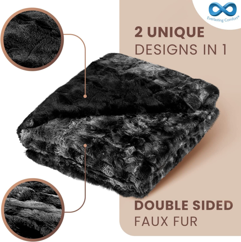 Faux Fur Throw Blanket - Soft, Fluffy, Fuzzy, Plush, Thick,  50X65