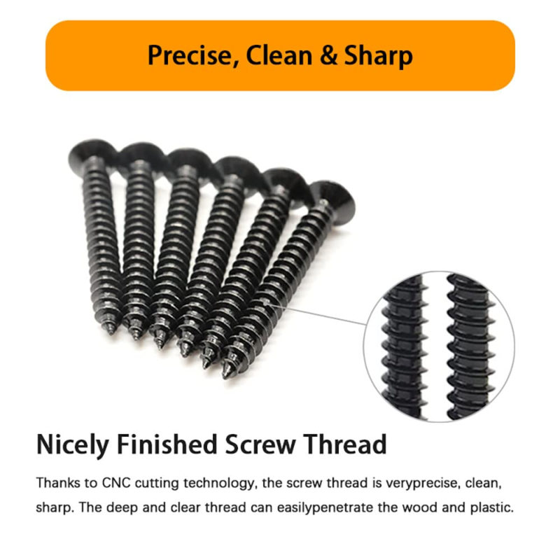 450 Pcs M3 M4 M5 Black Wood Screws Assortment Kit,High Hardness Carbon Steel Sel