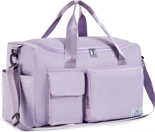 Womens Mens Sports Gym Duffle Bag with Shoe Compartment, (Light Purple)