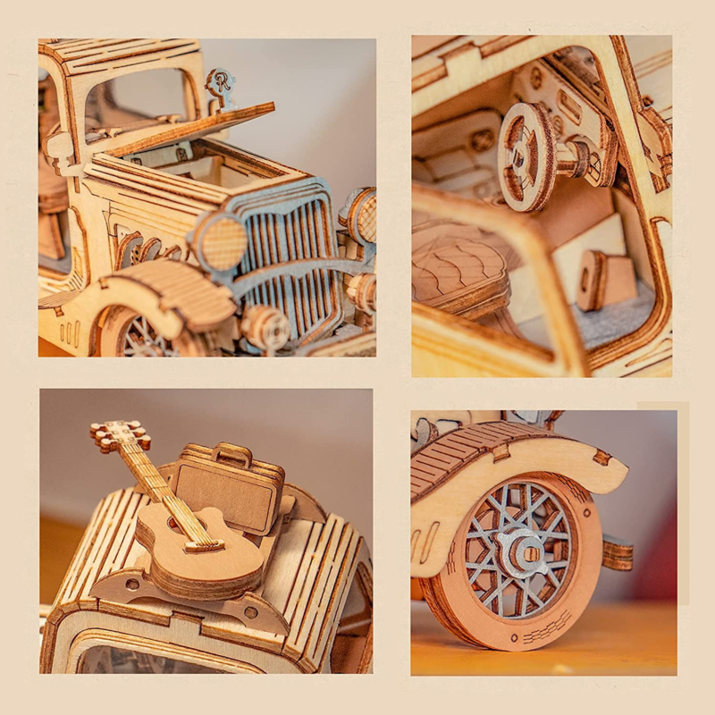 3D Wooden Puzzle Retro Car Model - (Vintage Car)