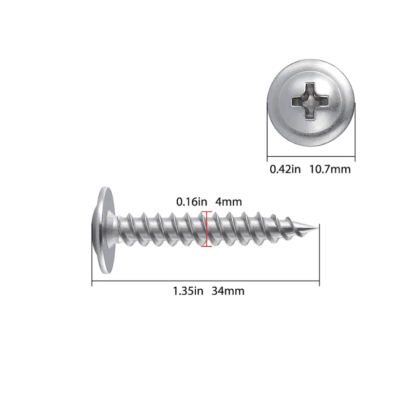 (200 Pcs)#8×1-1/4" Phillips Truss Head Wood Screws Stainless Steel 410 Quick Met