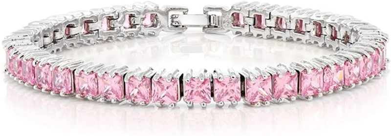 15.00 Ct Sparkling Princess Cut Cubic Zirconia CZ Tennis Bracelet 7 Inch