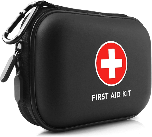 Mini First Aid Kit, 100 Pieces Water-Resistant Hard Shell Small Case