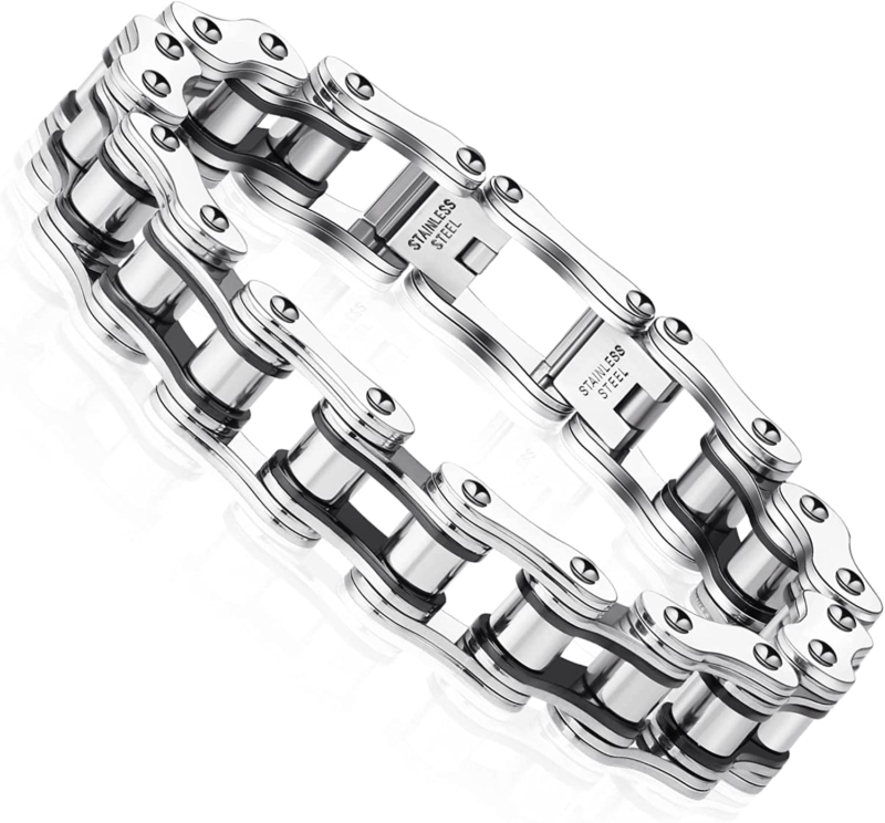 Men's Stainless Steel Bracelet Link Chain Motorcycle Wristband  