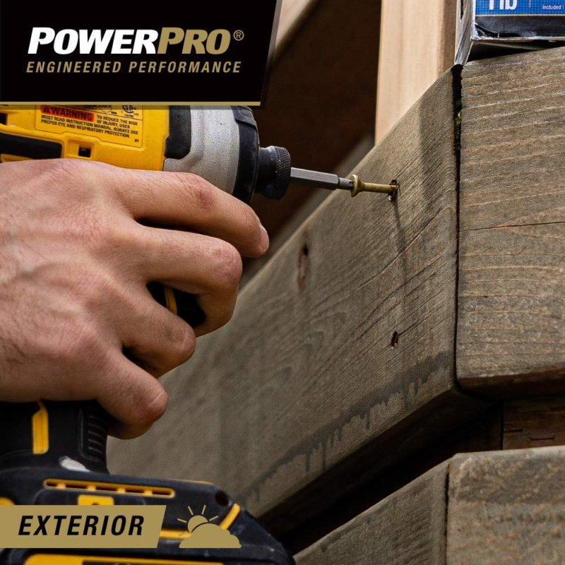 Power Pro Premium Exterior Wood Screws, 9 X 3", 5 Lb Bucket of Screws, Exterior 